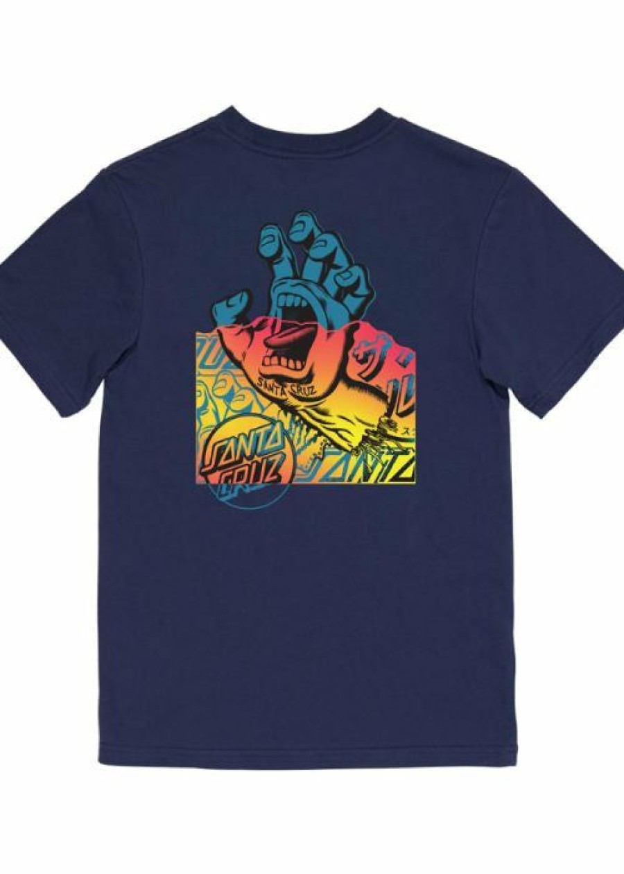 Wholesale * Santa Cruz Screaming Hand Divide Tee Best Guaranteed Navy