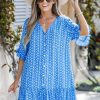 Clearance * Ornate Print Buttoned Cover-Up Dress Exactly Discount