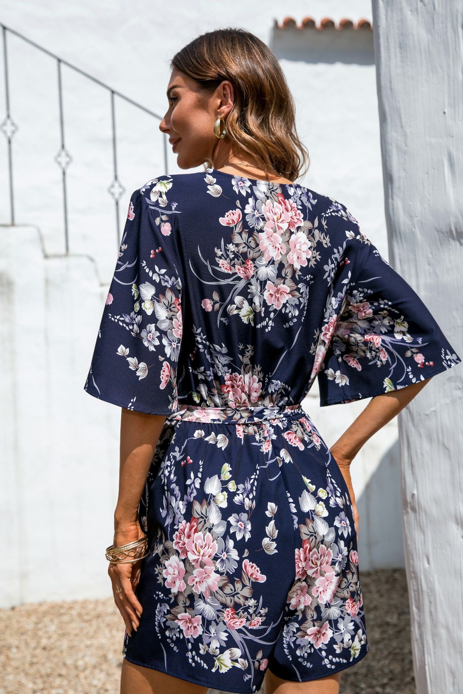 Best * Belted Floral Print Romper Popular