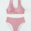 Hot * Textured O-Ring Bralette & High Waist Bikini Set Sells Cheap