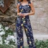 Hot * X Madison Bouquet Floral Print Tie Strap Jumpsuit Online Sale