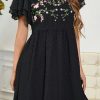 Hot * Freedom Beach Embroidered Floral Clip Dot Dress Flash Sale