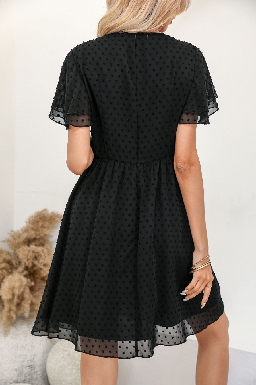 Hot * Freedom Beach Embroidered Floral Clip Dot Dress Flash Sale