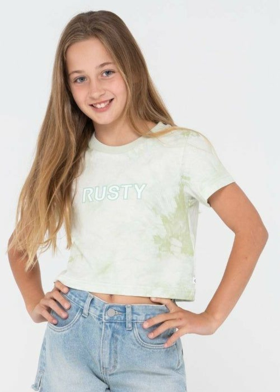 New * Rusty Tide Eye Crop Tee (Girls) Cheap Pastel Jade