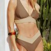 Online * Colorblock V-Neck Bralette & V-Front Bikini Set High Quality