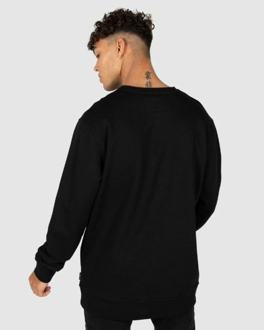 Online * Unit Stack Crew Neck Fleece New In Black