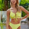 Online * Lurex Lace-Up Front Top & High Waist Bikini Set Sells Cheap