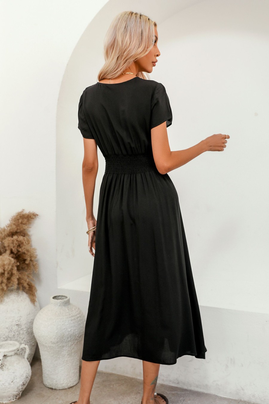 New * Christy V-Neck Slit Maxi Dress Sales