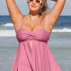 New * Heather Rose Twisted Slit Tankini & Classic High Waist Plus Size Bikini Set Best Guaranteed