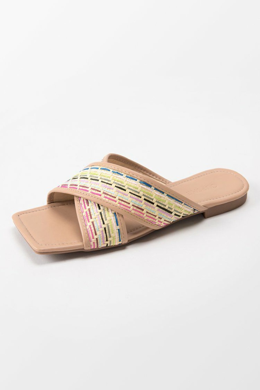 Clearance * Hidden Gem Woven Strap Slide Sandals Sells Cheap