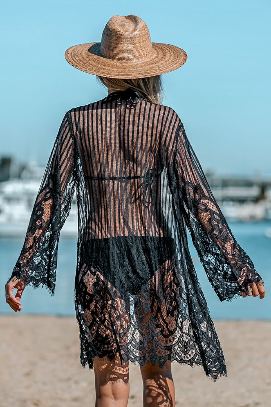 Clearance * Sheer Mesh Lace Cover-Up Kimono Top Sellers