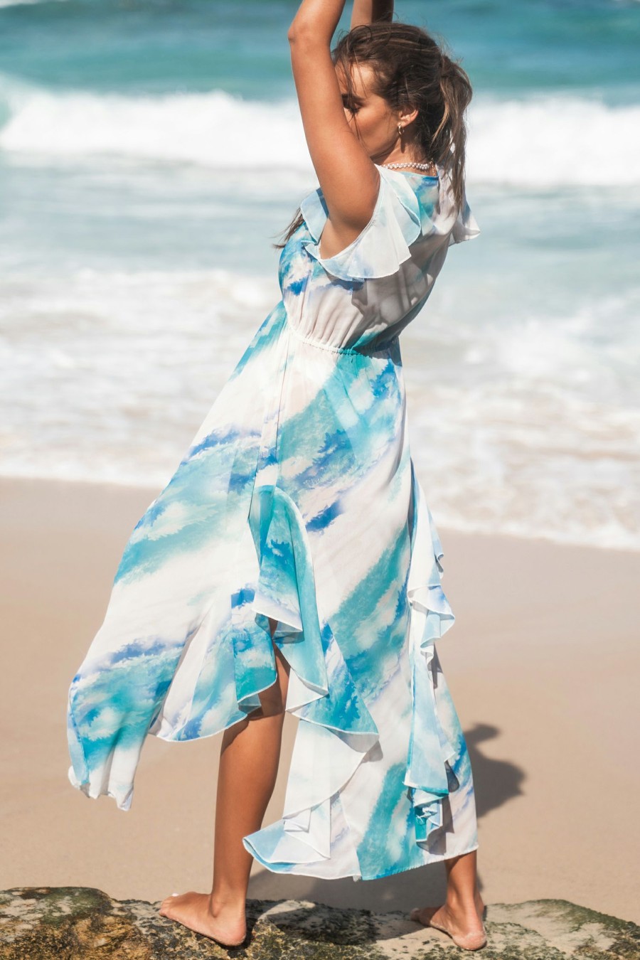 Hot * Watercolor Maxi Cover-Up Duster Kimono Featured