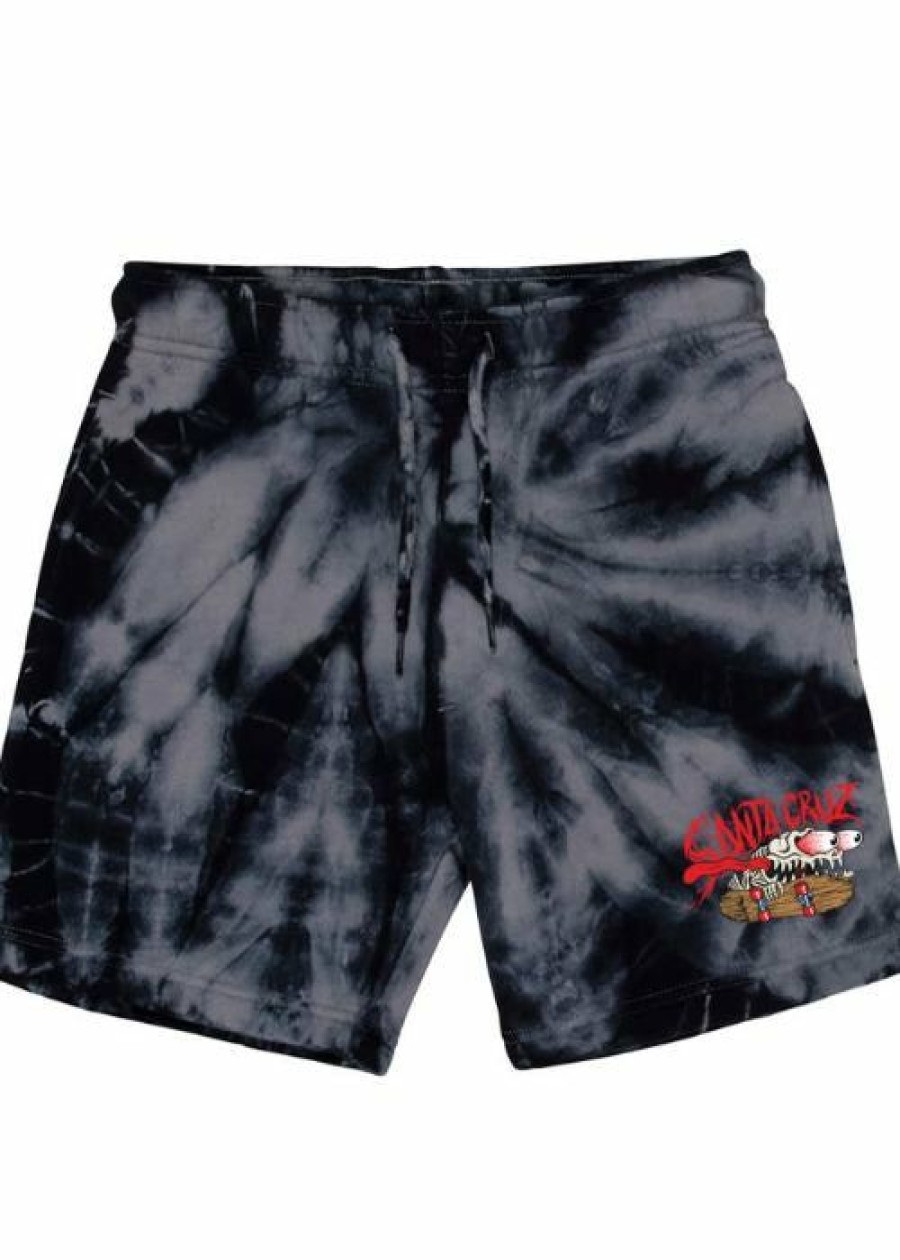 Online * Santa Cruz Bone Slasher Track Shorts Excellent Quality Black Tie Dye