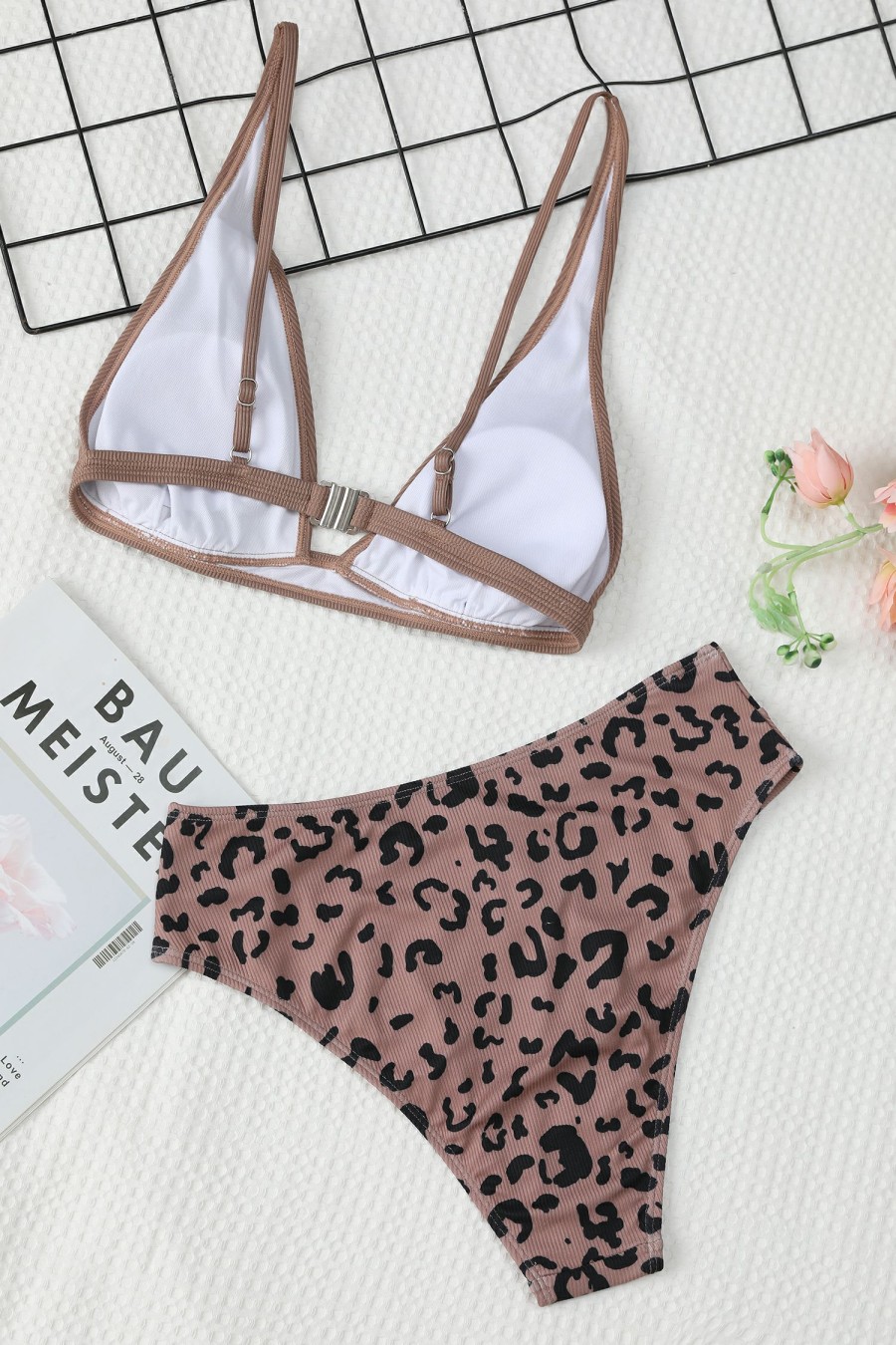 Best * Rib Plunging Bralette & Leopard Print Bikini Set Exclusive