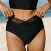 Wholesale * Mesh Striped Overlap Mid Rise Bikini Bottoms Best Choice