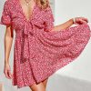 Best * True Color Ditsy Floral Tie Front Dress High Quality