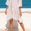 Online * Stitching V-Neck Flounce Cover-Up Dress Latest