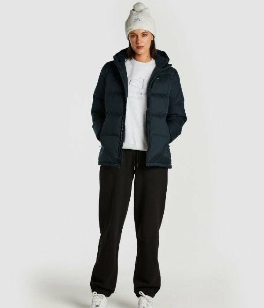 New * Huffer Women'S Classic Down Jacket Popular Herringbone Navy